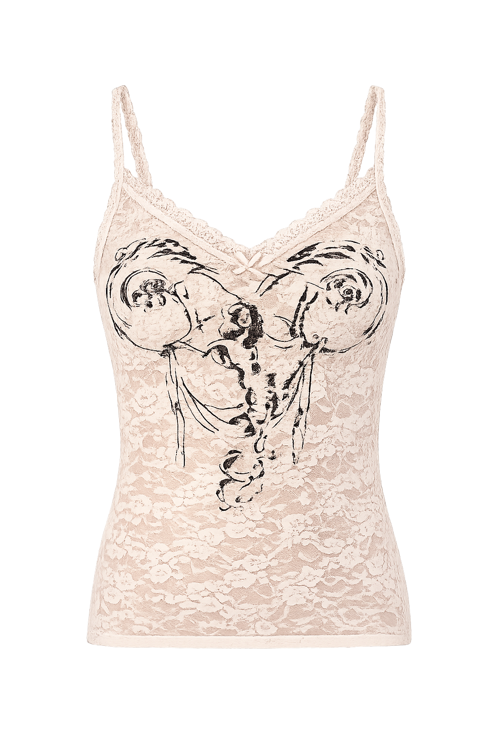 Baby Pink Lace Tank with Mermaid